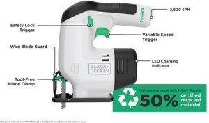 New Black+Decker Reviva Cordless Jigsaw 12V 1.5Ah Integral Battery REVJ12C-GB