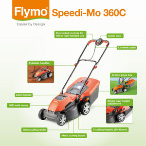 Flymo Speedi-Mo 360C - Electric Corded Rotary Lawn Mower