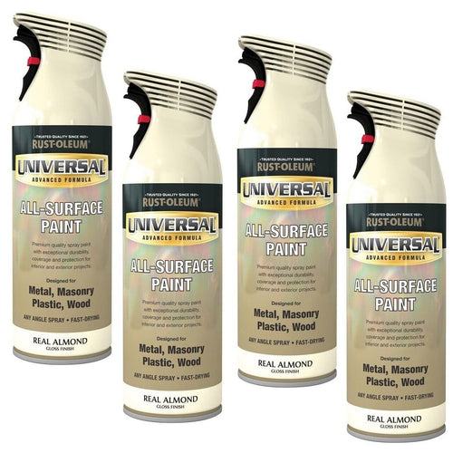 4 x 400ml Rust-Oleum Universal All-Surface Spray Paint : Real Almond White Gloss