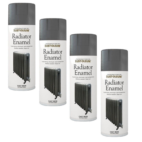 4 x Rust-Oleum Ultra-Tough Radiator Enamel Spray Paint : Cast Iron Grey Textured