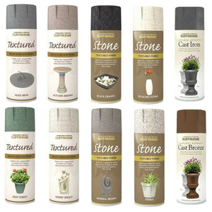 Rust-Oleum Stone Textured Spray Paint in Granite Stone Pebble Bleached Forest ..